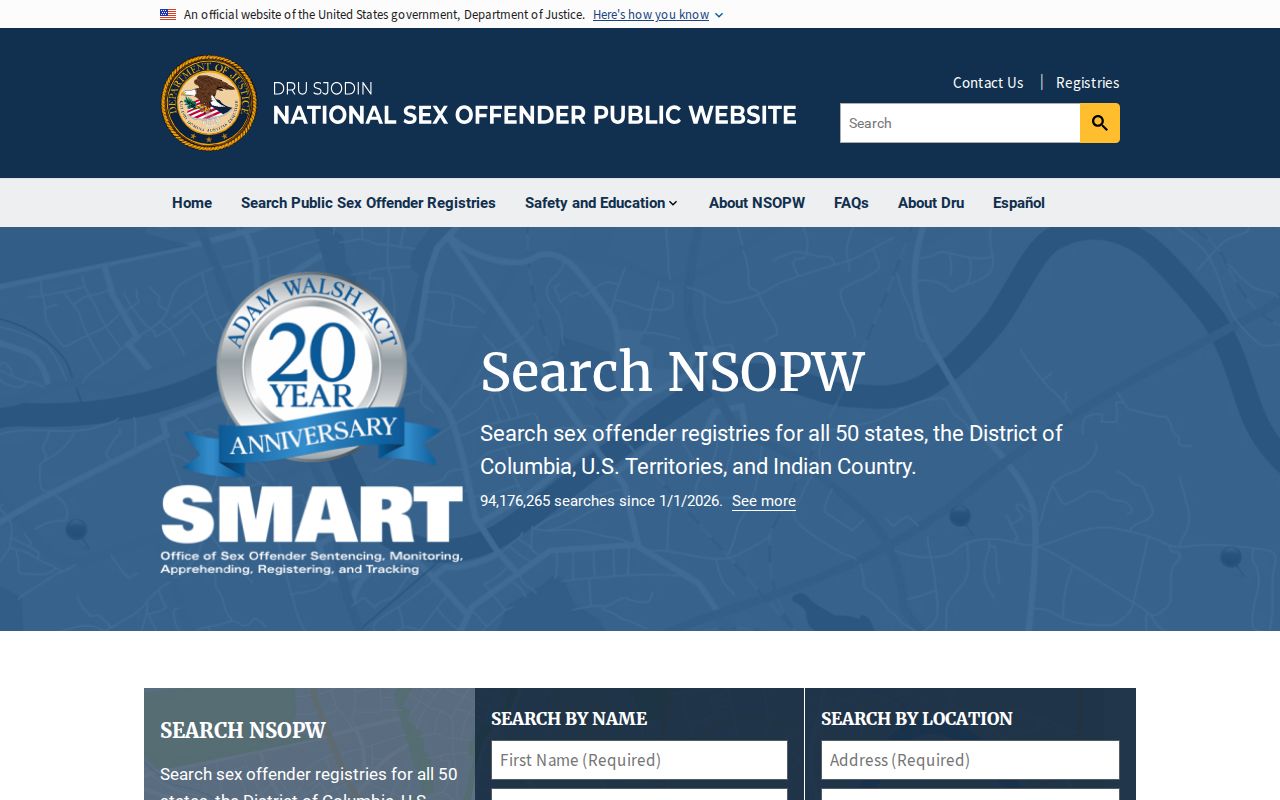 National registry search used with Lunenburg County sex offender records